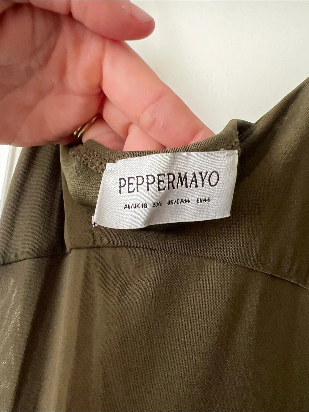 Peppermayo Olive Slip Maxi Dress with Spaghetti Straps